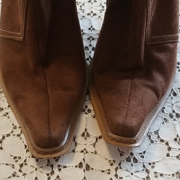 Brown Pocket Suede Heeled Ankle Boots - Picture 5 of 6